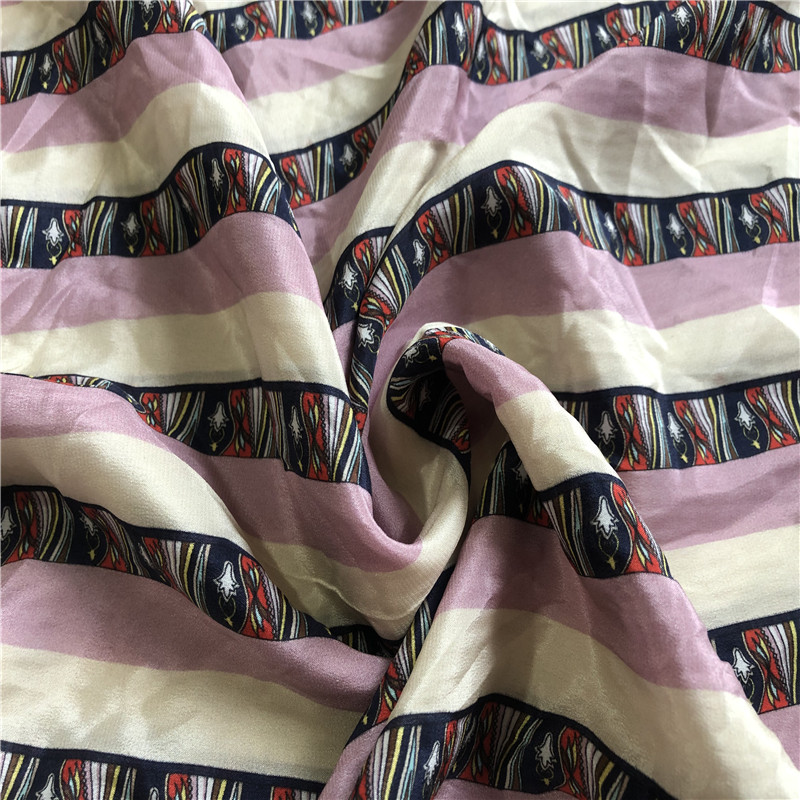 Special Offer Brand Pink White Vertical Stripes Silk Crepe De Chine 14 M Mulberry Silk Skirt% Fabric